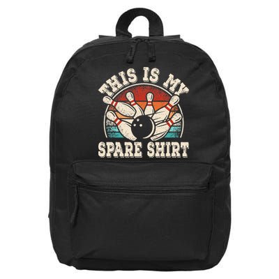 Funny Bowling Lover Bowler Retro This Is My Spare 16 in Basic Backpack