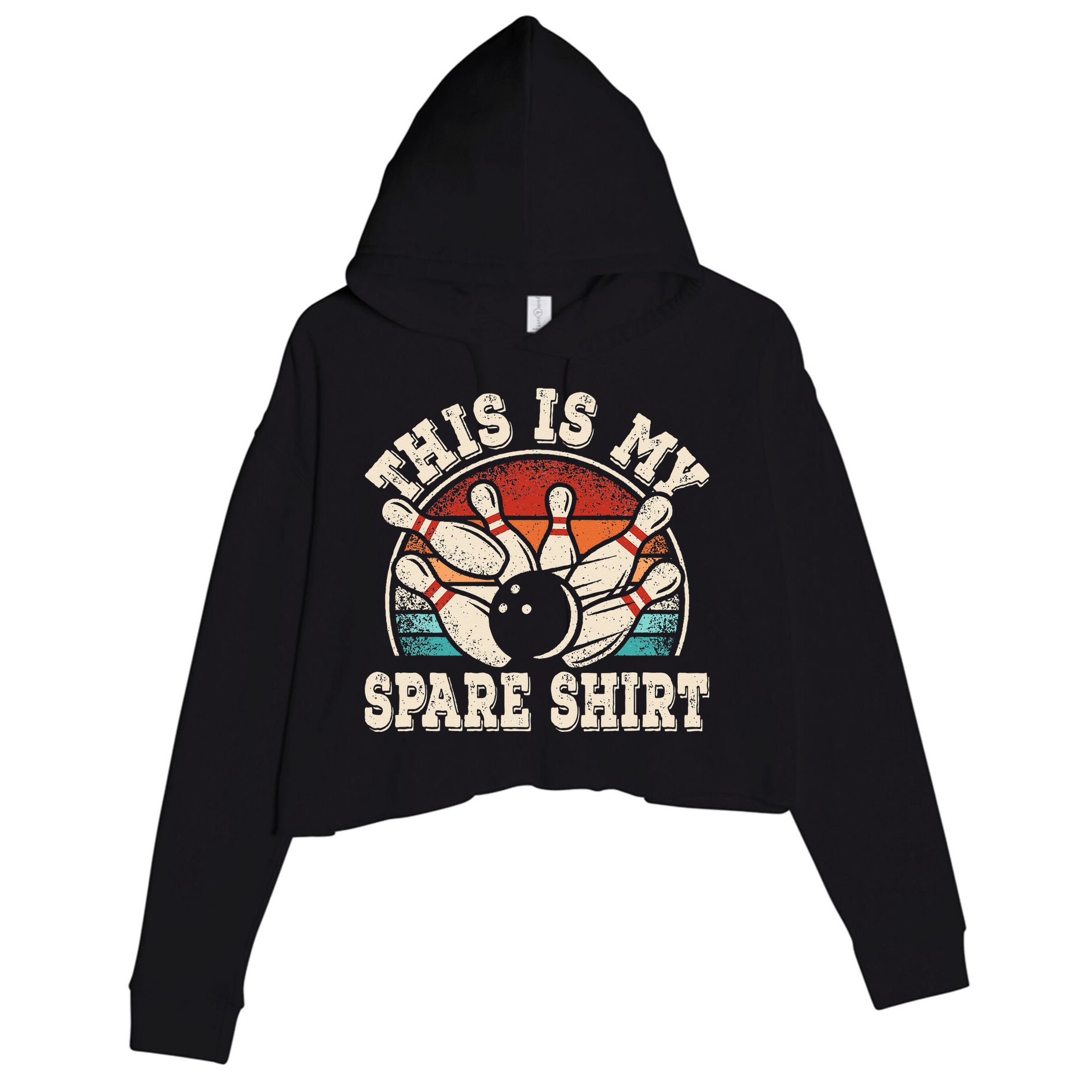 Funny Bowling Lover Bowler Retro This Is My Spare Crop Fleece Hoodie