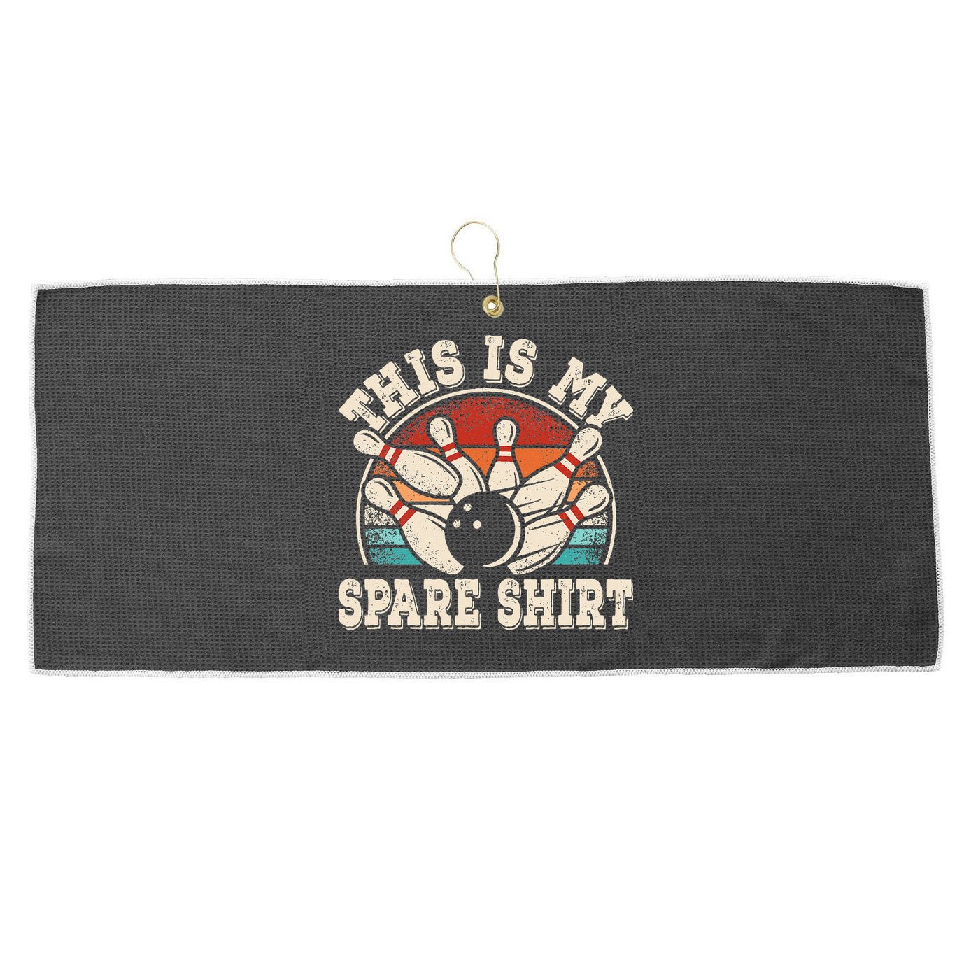 Funny Bowling Lover Bowler Retro This Is My Spare Large Microfiber Waffle Golf Towel