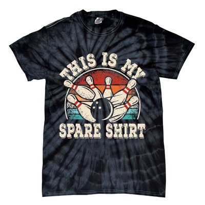 Funny Bowling Lover Bowler Retro This Is My Spare Tie-Dye T-Shirt