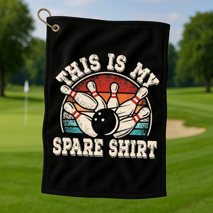 Funny Bowling Lover Bowler Retro This Is My Spare Golf Towel