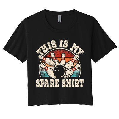 Funny Bowling Lover Bowler Retro This Is My Spare Crop Top