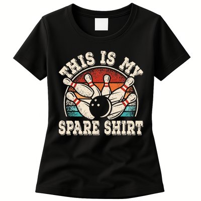 Funny Bowling Lover Bowler Retro This Is My Spare Womens T-Shirt