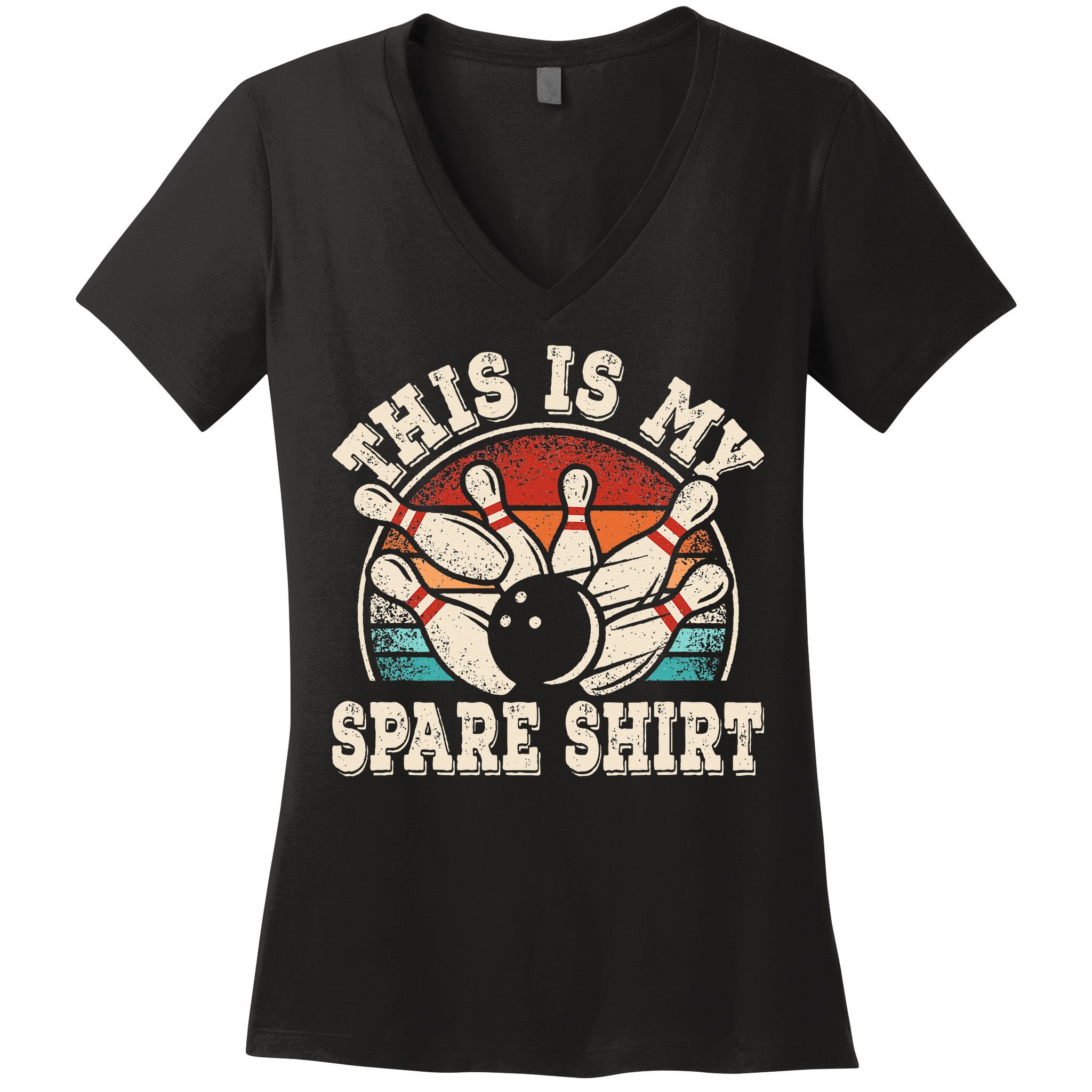 Funny Bowling Lover Bowler Retro This Is My Spare Women's V-Neck T-Shirt