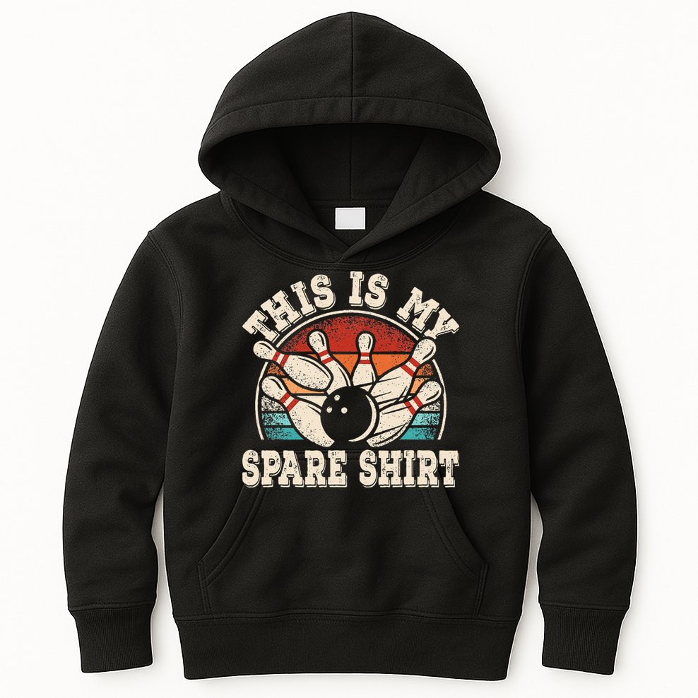 Funny Bowling Lover Bowler Retro This Is My Spare Kids Hoodie