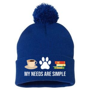 Funny Book Lover Coffee Dog Book Gift Pom Pom 12in Knit Beanie