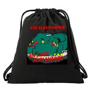 Funny Big Lizard In Backyard New Vector Design Drawstring Bag