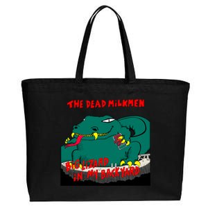 Funny Big Lizard In Backyard New Vector Design Cotton Canvas Jumbo Tote