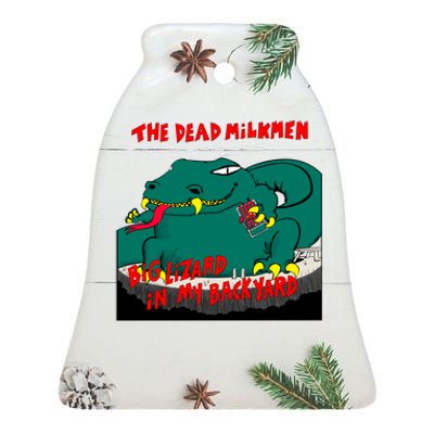 Funny Big Lizard In Backyard New Vector Design Ceramic Bell Ornament