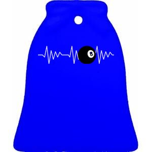 Funny Billiards Lover Heartbeat Ekg Gift Ceramic Bell Ornament