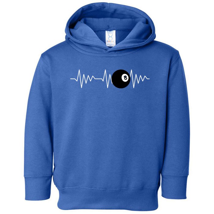 Funny Billiards Lover Heartbeat Ekg Gift Toddler Hoodie