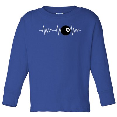 Funny Billiards Lover Heartbeat Ekg Gift Toddler Long Sleeve Shirt