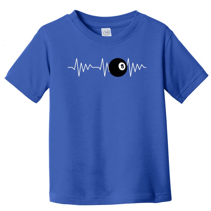 Funny Billiards Lover Heartbeat Ekg Gift Toddler T-Shirt