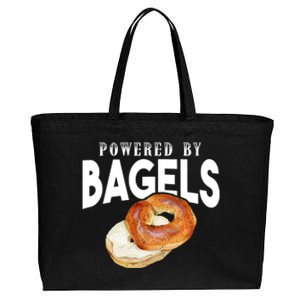 Funny Bagel Lover Funny Gift Powered By Bagels Gift Cotton Canvas Jumbo Tote