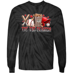 Funny Baseball Lover Tis The Season Baseball Mom Game Day Tie-Dye Long Sleeve Shirt