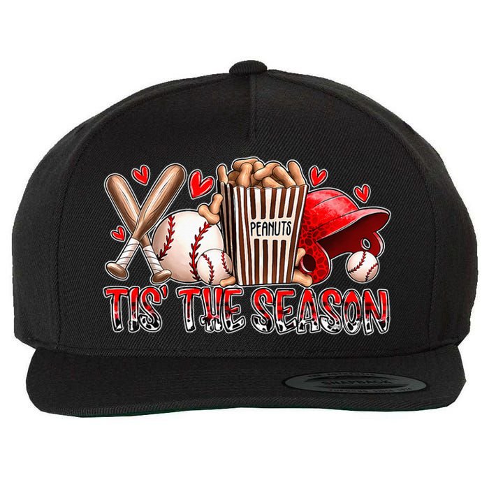 Funny Baseball Lover Tis The Season Baseball Mom Game Day Wool Snapback Cap