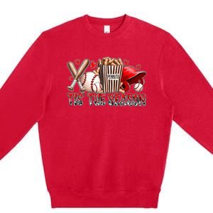 Funny Baseball Lover Tis The Season Baseball Mom Game Day Premium Crewneck Sweatshirt