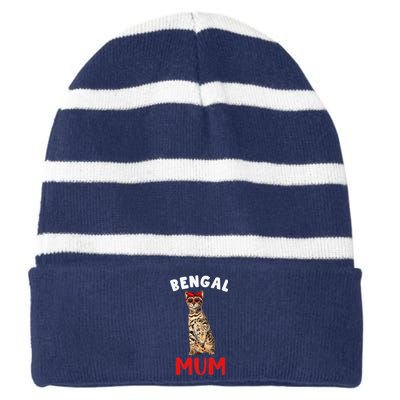 Funny Bengal Mum Mummy Bengal Cat Lover Owner Funny Kitty Kitten Striped Beanie with Solid Band