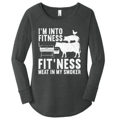 Funny Bbq Meat Smoking Griller Art Women's Perfect Tri Tunic Long Sleeve Shirt