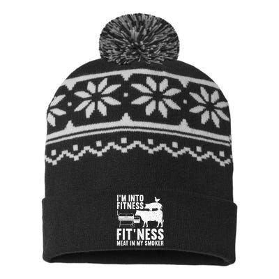 Funny Bbq Meat Smoking Griller Art USA-Made Snowflake Beanie