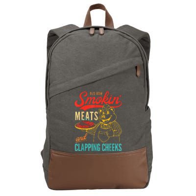 Funny Bbq Meat Groovy Smoking Meats And Clapping Cheeks Cotton Canvas Backpack