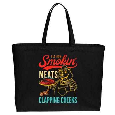 Funny Bbq Meat Groovy Smoking Meats And Clapping Cheeks Cotton Canvas Jumbo Tote