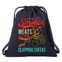 Funny Bbq Meat Groovy Smoking Meats And Clapping Cheeks Drawstring Bag