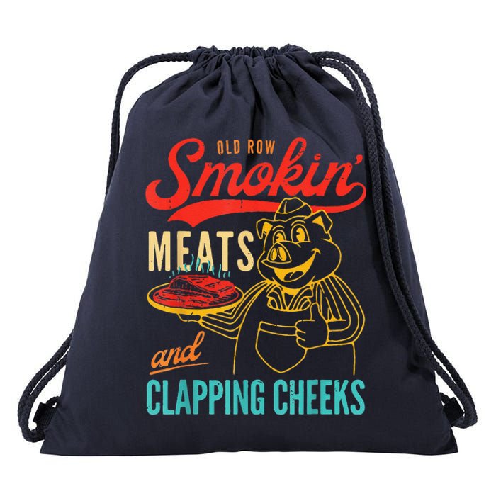 Funny Bbq Meat Groovy Smoking Meats And Clapping Cheeks Drawstring Bag