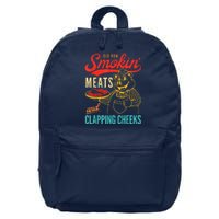 Funny Bbq Meat Groovy Smoking Meats And Clapping Cheeks 16 in Basic Backpack