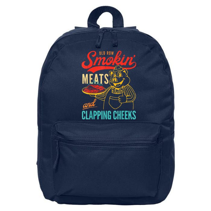 Funny Bbq Meat Groovy Smoking Meats And Clapping Cheeks 16 in Basic Backpack