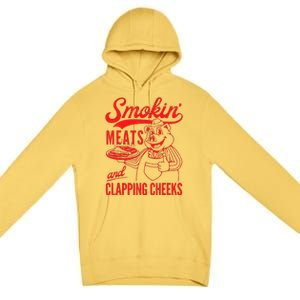 Funny Bbq Meat Groovy Smoking Meats And Clapping Cheeks Premium Pullover Hoodie