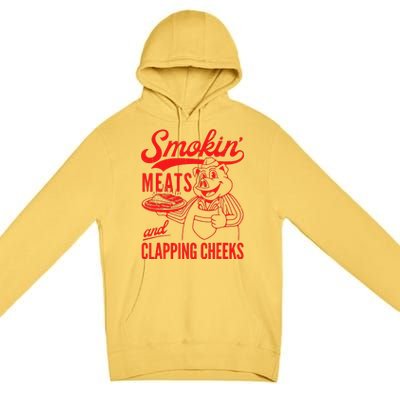 Funny Bbq Meat Groovy Smoking Meats And Clapping Cheeks Premium Pullover Hoodie