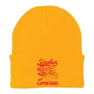 Funny Bbq Meat Groovy Smoking Meats And Clapping Cheeks Knit Cap Winter Beanie