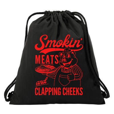 Funny Bbq Meat Groovy Smoking Meats And Clapping Cheeks Drawstring Bag