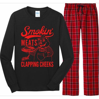 Funny Bbq Meat Groovy Smoking Meats And Clapping Cheeks Long Sleeve Pajama Set