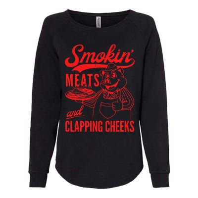 Funny Bbq Meat Groovy Smoking Meats And Clapping Cheeks Womens California Wash Sweatshirt