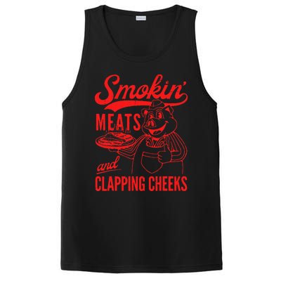 Funny Bbq Meat Groovy Smoking Meats And Clapping Cheeks PosiCharge Competitor Tank