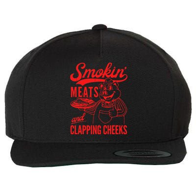 Funny Bbq Meat Groovy Smoking Meats And Clapping Cheeks Wool Snapback Cap