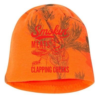 Funny Bbq Meat Groovy Smoking Meats And Clapping Cheeks Kati - Camo Knit Beanie