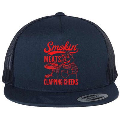 Funny Bbq Meat Groovy Smoking Meats And Clapping Cheeks Flat Bill Trucker Hat