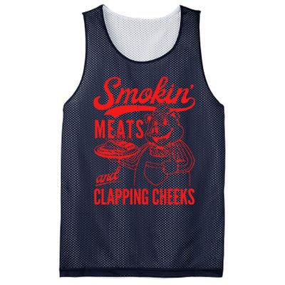 Funny Bbq Meat Groovy Smoking Meats And Clapping Cheeks Mesh Reversible Basketball Jersey Tank