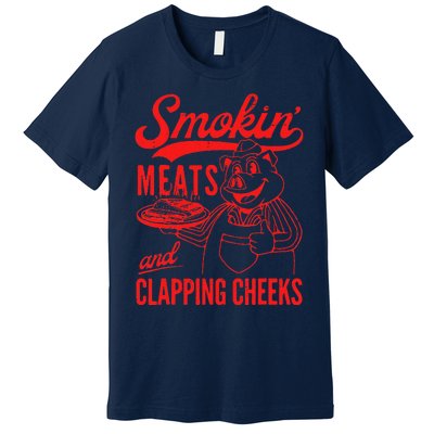 Funny Bbq Meat Groovy Smoking Meats And Clapping Cheeks Premium T-Shirt