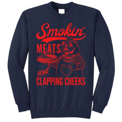 Funny Bbq Meat Groovy Smoking Meats And Clapping Cheeks Tall Sweatshirt