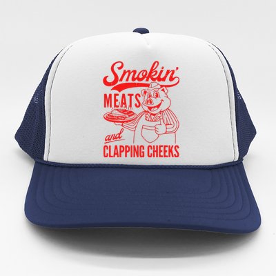 Funny Bbq Meat Groovy Smoking Meats And Clapping Cheeks Trucker Hat