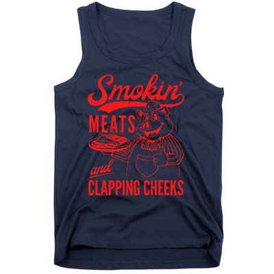 Funny Bbq Meat Groovy Smoking Meats And Clapping Cheeks Tank Top