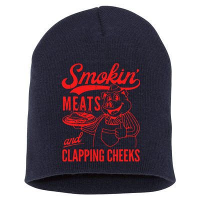 Funny Bbq Meat Groovy Smoking Meats And Clapping Cheeks Short Acrylic Beanie