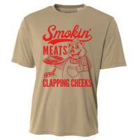 Funny Bbq Meat Groovy Smoking Meats And Clapping Cheeks Cooling Performance Crew T-Shirt