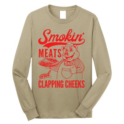 Funny Bbq Meat Groovy Smoking Meats And Clapping Cheeks Long Sleeve Shirt