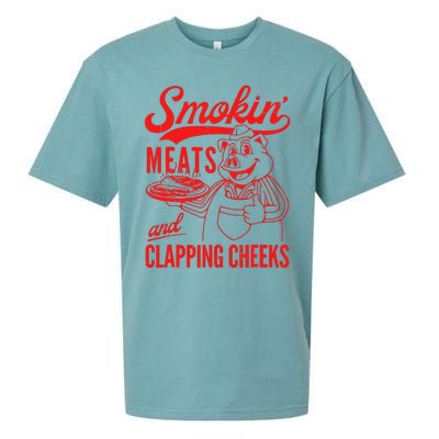 Funny Bbq Meat Groovy Smoking Meats And Clapping Cheeks Sueded Cloud Jersey T-Shirt