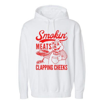 Funny Bbq Meat Groovy Smoking Meats And Clapping Cheeks Garment-Dyed Fleece Hoodie